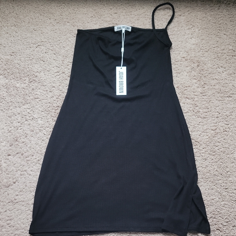 Joah Brown Black One Shoulder Sheath Dress